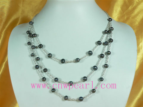 7-8mm black potato freshwater pearl necklace